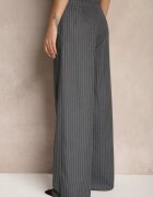 lefon Pantaloni Gri închis din Viscoză în Stil Costum cu Buzunare și Cordon Seviara