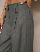 lefon Pantaloni Gri închis Largi din Viscoză în Stil Costum Filorra