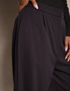 lefon Pantaloni Mov de costum cu croială largă ușor striate cu talie înaltă Belbanne