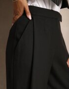 lefon Pantaloni Negri de croială de costum High Waist Relessa