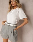 lefon Pantaloni scurți Gri High Waist Cu fermoar Tiamarella