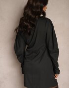 lefon Rochie încrețită Gri închis din Viscoză cu Decolteu Asimetric tip Bărcuță Sofirra