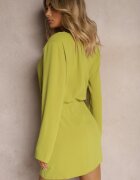 lefon Rochie Verde deschis cu croială ajustată încheiată cu nasturi și cu talie elastică Dimmara