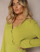 lefon Rochie Verde deschis cu croială ajustată încheiată cu nasturi și cu talie elastică Dimmara