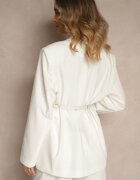 lefon Sacou bej deschis Oversize cu viscoză cu croială boxy cu centură cu cataramă Reasana