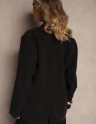 lefon Sacou Negru din Modal cu croi drept Oversize cu buzunare Maviline