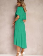 lf women Rochie Tip Cutie Verde Închis cu Volane și Curea din Material în Talie Dimrias