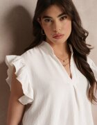 lily rose Bluză Albă cu Volane la Umeri și Decolteu Adânc Eleonor