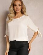 lily rose Bluză bej deschis cu legături pe mâneci 3/4 Fildreda