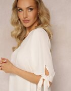 lily rose Bluză bej deschis cu legături pe mâneci 3/4 Fildreda