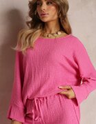 lily rose Bluză Roz cu Mâneci 7/8 și Embosare Delicată Kylinn