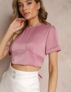 lily rose Bluză roz închis cu mânecă scurtă și nod la spate Mankira