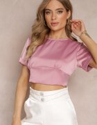 lily rose Bluză roz închis cu mânecă scurtă și nod la spate Mankira
