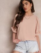 lily rose Bluză roz închis cu volane cu mâneci scurte bufante Janila