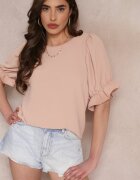 lily rose Bluză roz închis cu volane cu mâneci scurte bufante Janila