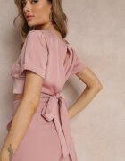 lily rose Bluză Roză cu Mânecă Scurtă și Nod la Spate Mankira