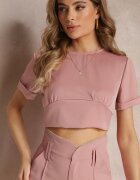lily rose Bluză Roză cu Mânecă Scurtă și Nod la Spate Mankira