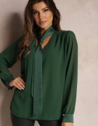 lily rose Bluză Verde închis cu fundă la gât Blisorfa