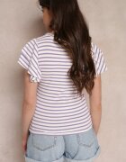 lily rose Bluză violet-albă în dungi din vâscoză rebrată cu mâneci duble Lisete