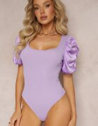 lily rose Body Mov cu Decolteu Pătrat și Mânecă Bufantă Lojmi