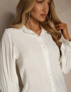 lily rose Cămașă Albă cu Mâneci Decorative din Țesătură Plisată Zemona