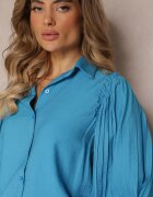 lily rose Cămașă Albastră cu Mâneci Decorative din Țesătură Plisată Zemona