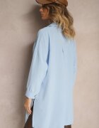 lily rose Cămașă albastru deschis Oversize cu croială lungă cu despicături Tasine