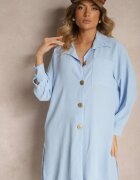 lily rose Cămașă albastru deschis Oversize cu croială lungă cu despicături Tasine