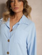 lily rose Cămașă albastru deschis Oversize cu croială lungă cu despicături Tasine
