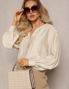 lily rose Cămașă Bej Butonată cu Mânecă Plisată Marela