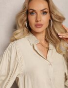 lily rose Cămașă Bej cu Mâneci Decorative din Țesătură Plisată Zemona