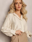lily rose Cămașă bej deschis cu guler și mâneci plisate Devla