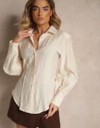 lily rose Cămașă Bej deschisă cu umeri întăriți și legătură Meroniela