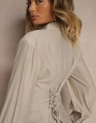 lily rose Cămașă bej închis cu linia umerilor întărită și legătură Meroniela