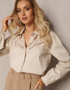 lily rose Cămașă din bumbac bej cu guler și volan Chrissa