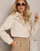 lily rose Cămașă din bumbac bej cu guler și volan Chrissa