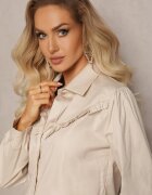 lily rose Cămașă din bumbac bej cu guler și volan Chrissa