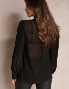 lily rose Cămașă Neagră cu guler tunica cu pietre și cu mâneci bufante Kutto