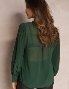 lily rose Cămașă Verde închis cu guler tunica cu zirconii și cu mânecă bufantă Kutto