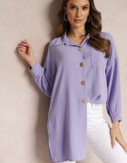 lily rose Cămașă Violetă Oversize cu croială lungă cu despicături Tasine