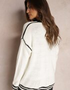 lily rose Cardigan Alb cu nasturi metalici și ornamente decorative Abovza