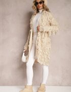 lily rose Cardigan bej deschis descheiat cu franjuri decorativi Massawa