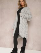 lily rose Cardigan Gri Deschis cu Franjuri Decorativi Massawa