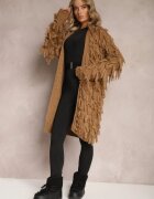 lily rose Cardigan Maro Deschis cu Franjuri Decorativi Massawa