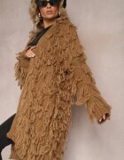 lily rose Cardigan Maro Deschis cu Franjuri Decorativi Massawa