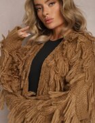 lily rose Cardigan Maro Deschis cu Franjuri Decorativi Massawa