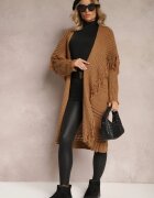 lily rose Cardigan Maro Deschis Lung cu Franjuri Finantia