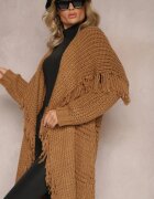 lily rose Cardigan Maro Deschis Lung cu Franjuri Finantia
