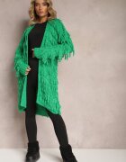 lily rose Cardigan Verde Fără închidere cu Franjuri Decorativi Massawa