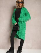 lily rose Cardigan Verde Fără închidere cu Franjuri Decorativi Massawa
